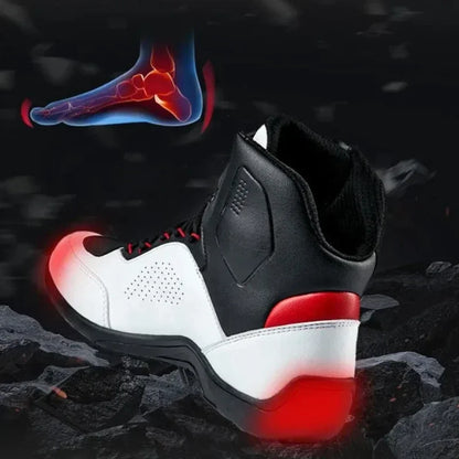 DUHAN Male Boots for Motorcycle Waterproof Anti Slip Fall Prevention Mid Top Men Leather Riding Shoes Autumn Winter Cycling Shoe