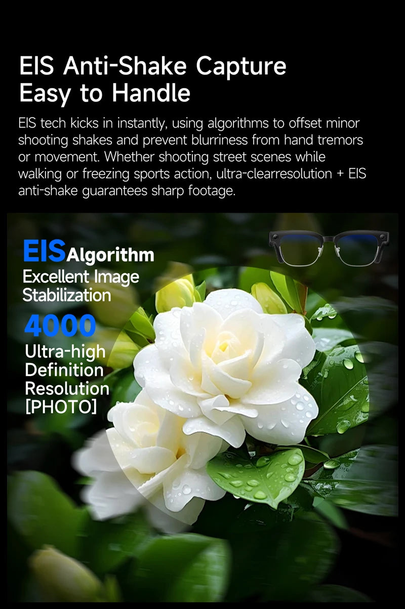 800W Pixel 4K HD Camera Smart Glasses AI Translation Video Recording Photo Music Play Voice Call Sunglasses Men Women Mototcycle