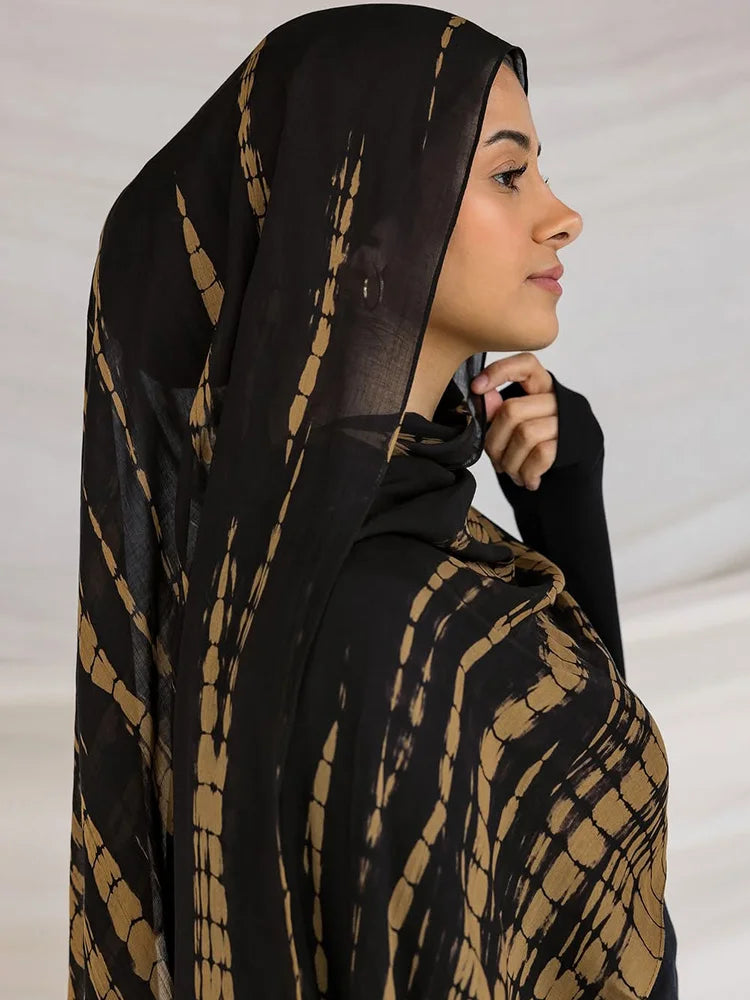 1Pcs Ramadan Hijab for Women Crocodile Print Bohemian Watercolor Soft Muslim Hijabs Floral Breathable Shawl Wrap Scarf Headscarf
