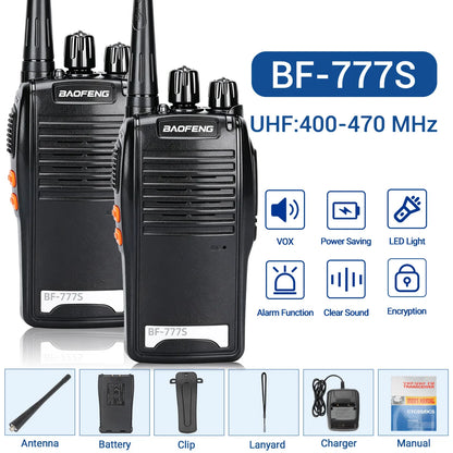 Baofeng BF-777S 5W UHF 400-470MHz Walkie Talkie 16CH 1500mAh Lithium Battery Long Range Two Way Radio for Construction Hotel