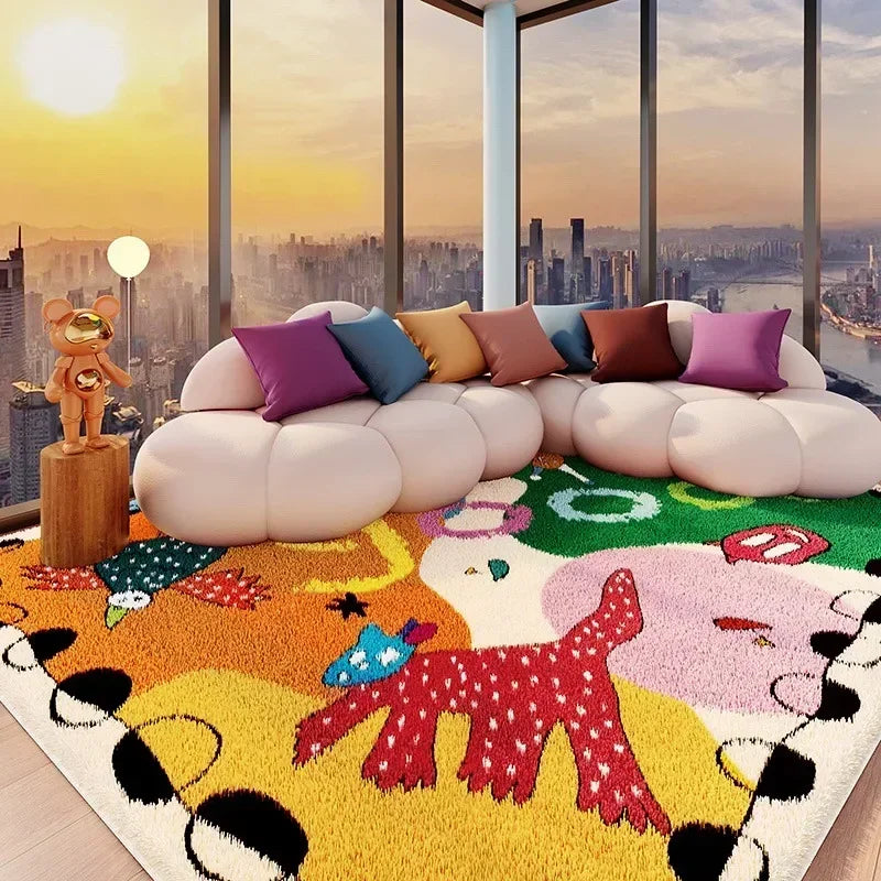 VIKAMA Carpet for Living Room Colorful Large Area Cartoon Bedroom Bedside Plush Rugs Cute IG Sofa Coffee Table Floor Mats