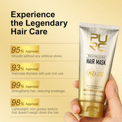 PURC Argan Oil Hair Mask Smoothing Repair Damaged Frizz Hair Treatment Straightening Nourishing Shine Hair Care 65g New Sales