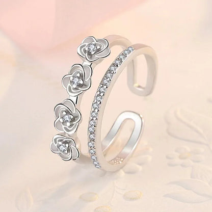 925 Sterling Silver Ring Heart AAA Zircon Open adjustable Engagement For Women Wedding Fashion Jewelry Party Gifts