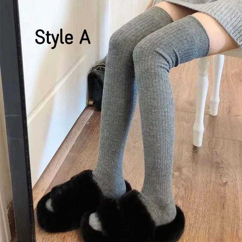 Spring Fall Knee High Stockings for Women White Vertical Stripe Long Socks Fashion Girls JK Skinny Boots Sock Japanese Style