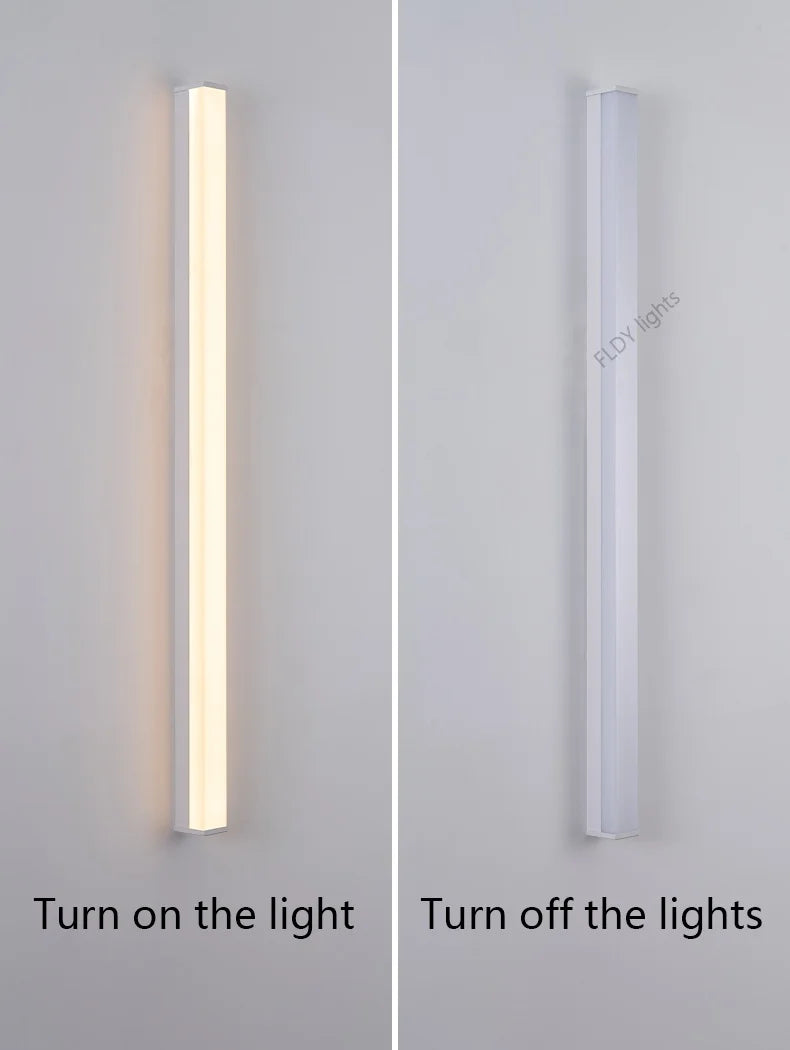 Modern Waterproof Outdoor Long Strip LED Wall Light IP65 Wrought Iron Wall Light Garden Porch Wall Light 110V 220V Lighting