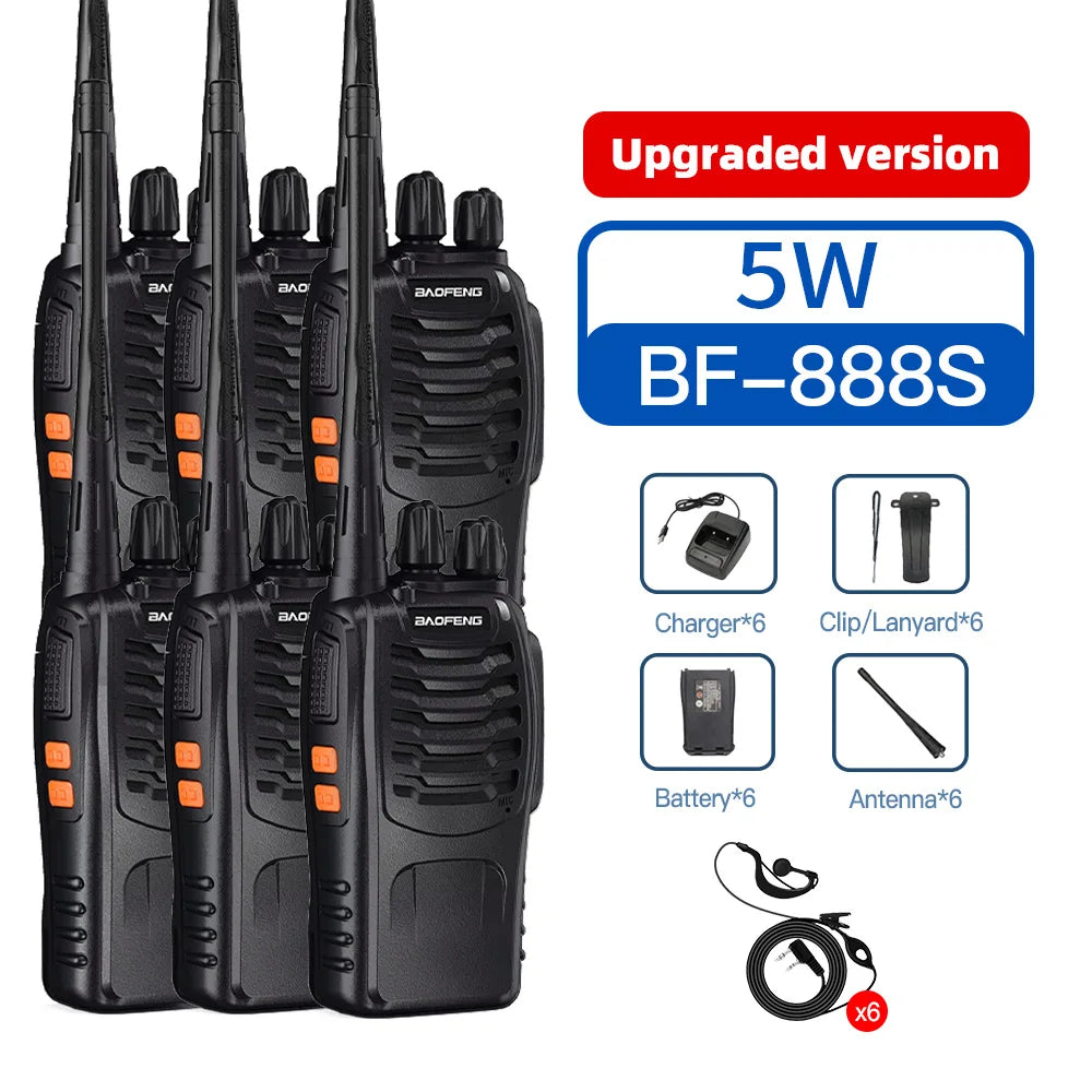 2/4/6PCS Baofeng BF-888S UHF Two-Way Radio 400-470MHz 16CH With Headset 5km Long Range Walkie Talkie Self-Driving Travelling