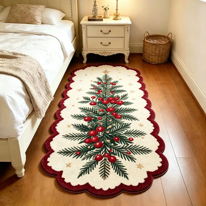 Christmas Living Room Decoration Red Carpet Irregular Shape Rugs for Bedroom Thick Plush Bedside Floor Mat Fluffy Soft Study Rug