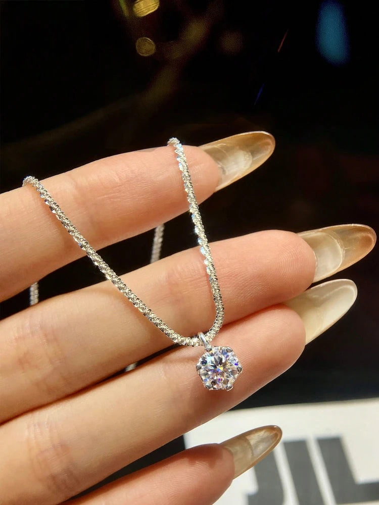 1ct Moissanite Diamond Cross Pendants Necklace for Women 925 Sterling Silver Christian Neck Chain Jewelry