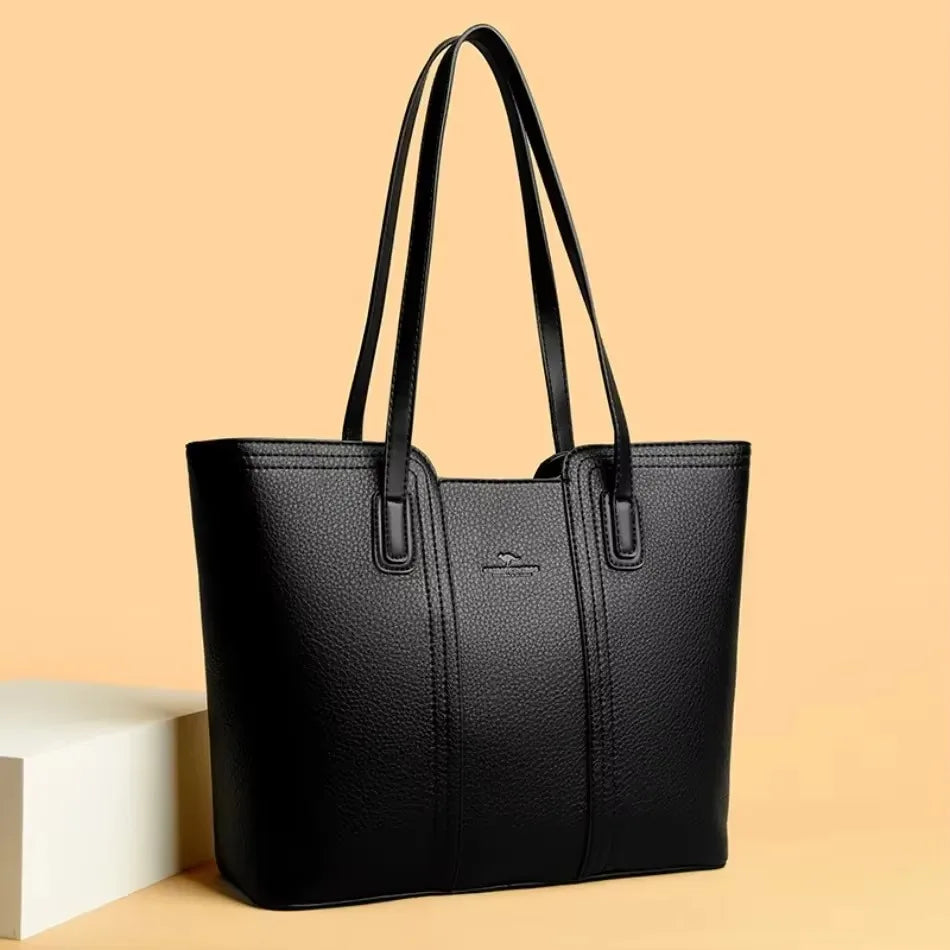 Genuine Soft Pu Leather Handbags for Women Vintage Shoulder Tote Bag Luxury Designer Ladies Large Capacity Purse Bags Sac A Main