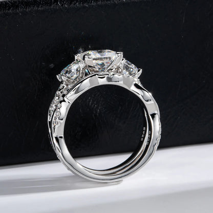 Carnica Luxury 925 Sterling Silver 1CT Real Moissanite Ring for Women Sugar Cube Pull-twist Arm GRA Diamond Wedding Jewelry Gift