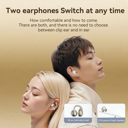 Couples Double Open Ear Clip Bluetooth Headset HiFi Subwoofer Long Battery Life Digital Fashion Plating Wireless In-Ear Earplugs