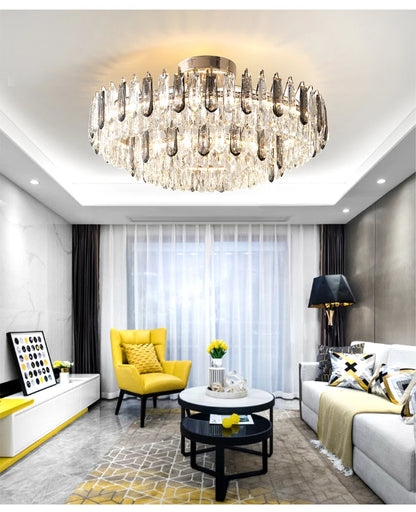 Clear Crystal Ceiling Chandeliers New LED Lights Luxury Rectangle Hanging Lamp Modern Home Decor Lustres for Dining Room Table