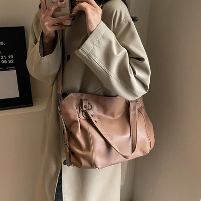 Women's Large Capacity Shoulder Casual Tote Bag Laptop Roomy Handbag Soft Leather Crossbody Business Black Big Bag A4 Sac A Main