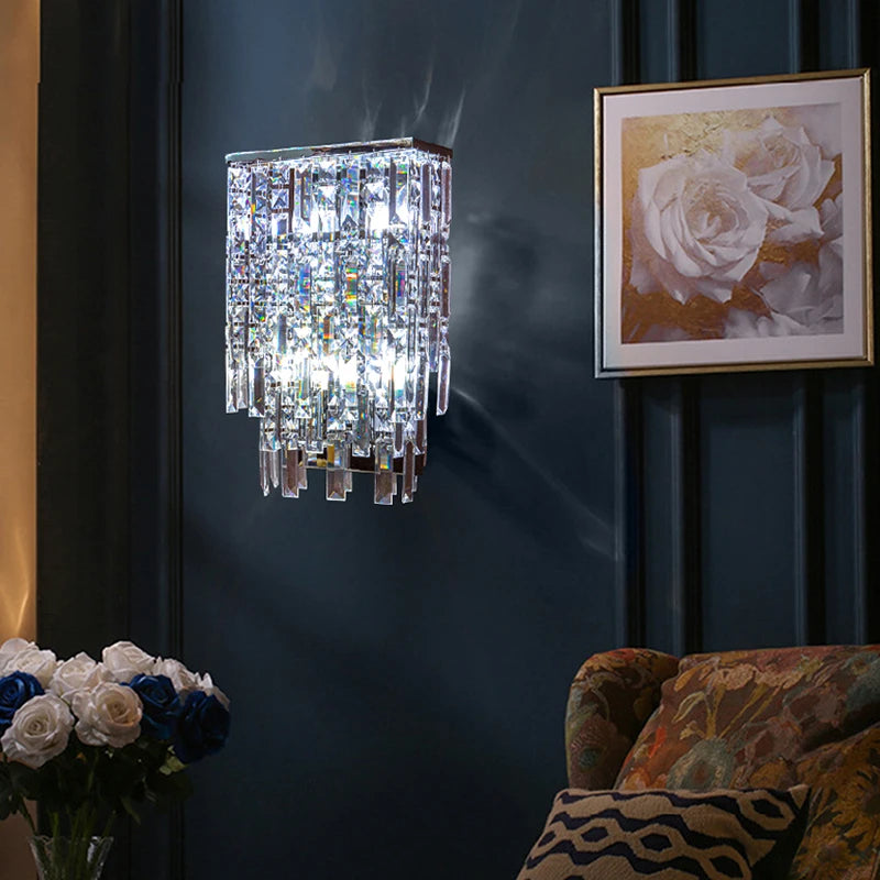 Luxury Crystal Long Pendant Lights Modern Lustres LED Chrome Hanging Lamps for Ceiling Silver Home Decor for Dining Room Remote