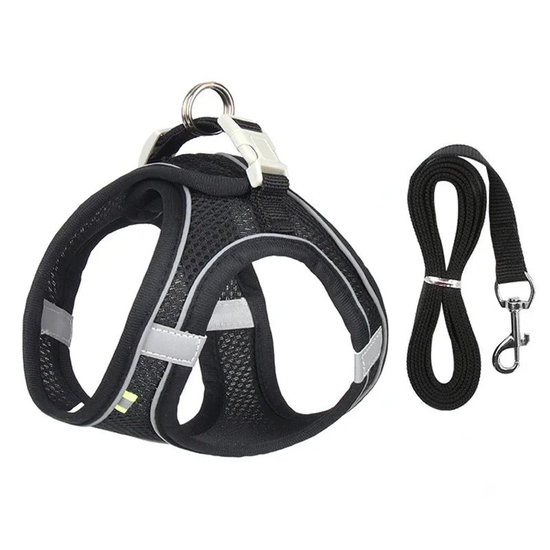 Puppy Harness Set Dog Accessories Adjustable Puppy and Cat Harness Vest French Bulldog Chihuahua Small Dog Collar Pet Leash Dogs
