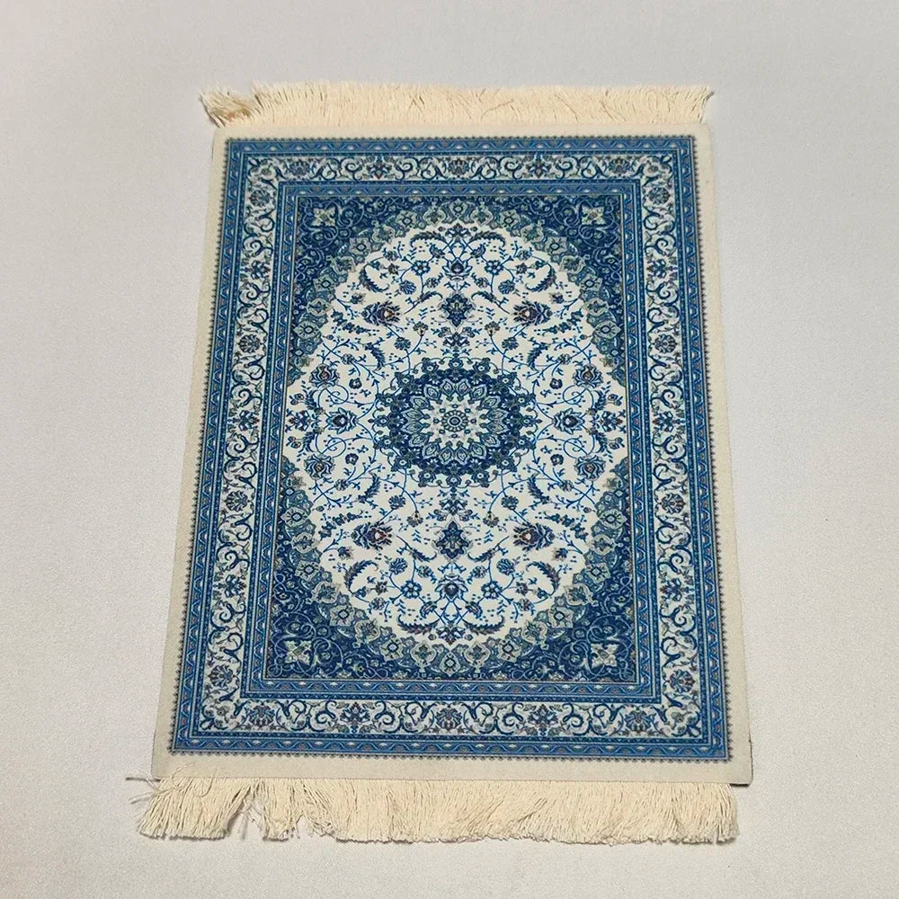 Woven flower Persian carpet small coaster wholesale merchants cheap mouse pad desk mat retro style rubber non-slip computer mats