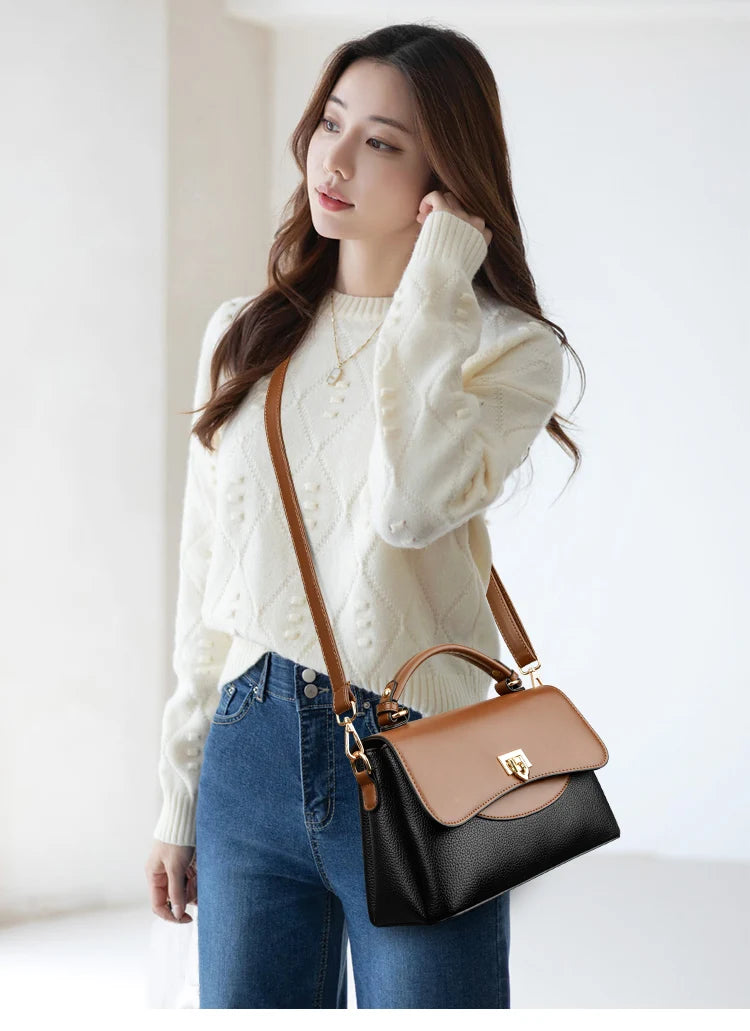 Luxury Large Capacity Multilayer Shoulder Messenger Bag High Quality Leather Handbag Women Designer Crossbody Sac Female Tote