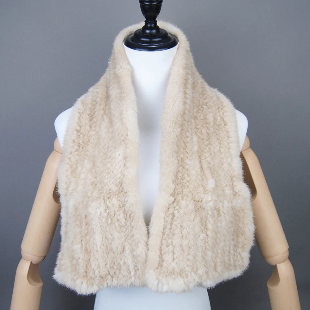 Fashion Women Winter Real Mink Fur Scarf Lady Warm Soft Genuine Mink Fur Scarf Shawl Fashion Luxury 100% Natural Mink Fur Scarfs