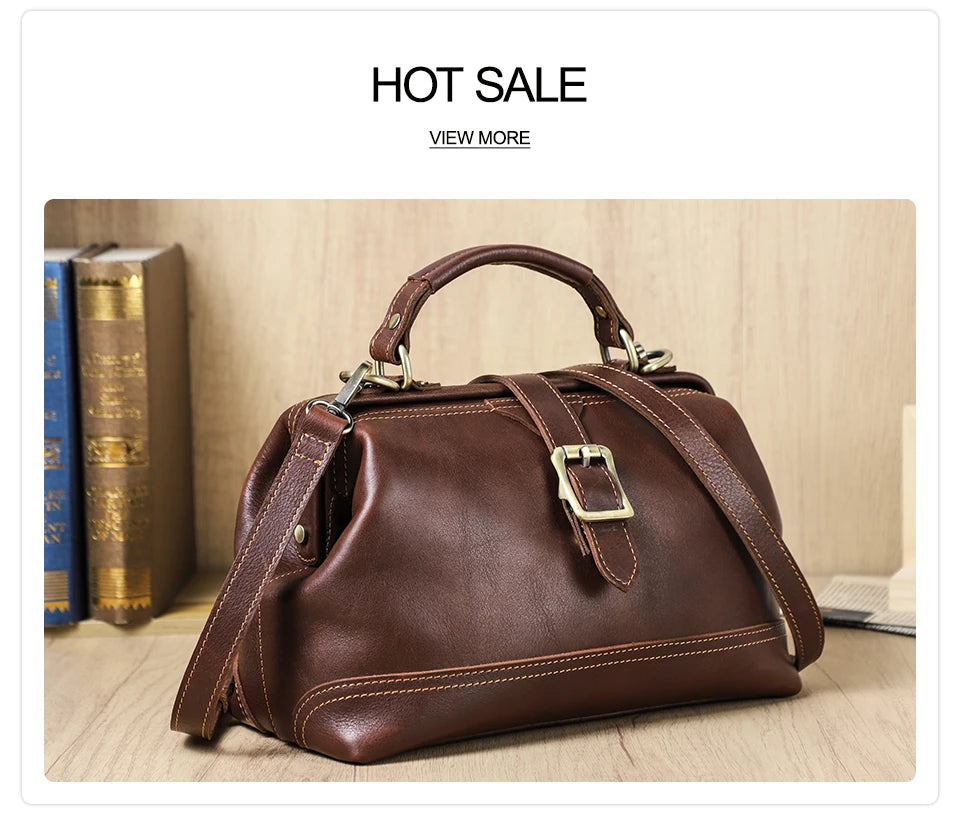 CONTACT'S Genuine Leather Sling Shoulder Bags for Women Luxury Designer Tote Bag Women‘s Bag Handbag Fashion Ladies’ Doctor Bag