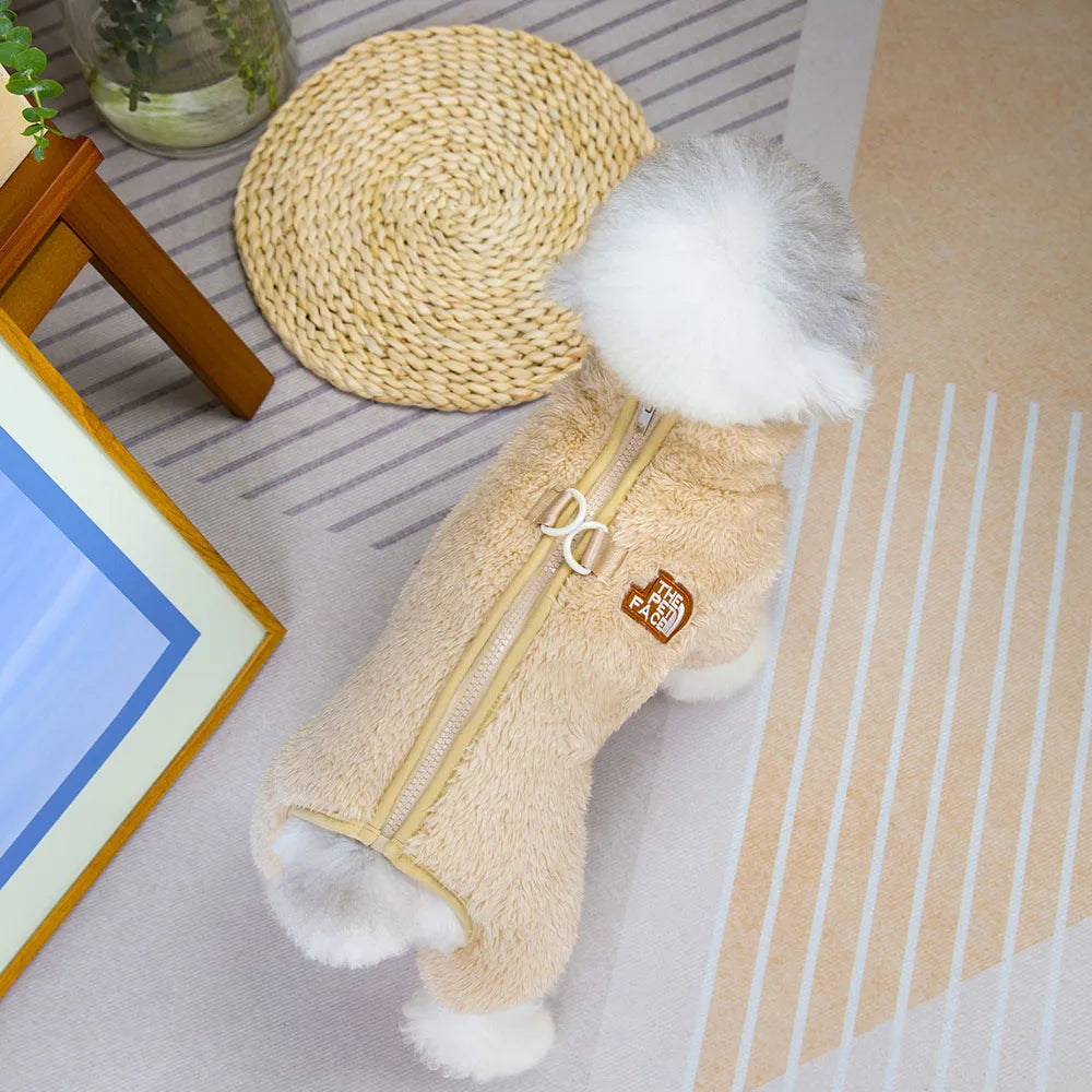 Winter Warm Pet Jumpsuit for Small Dogs Cats Clothes Sport Dog Hoodies Overalls Coat Yorkshire Bulldog Puppy Onesies with Zipper