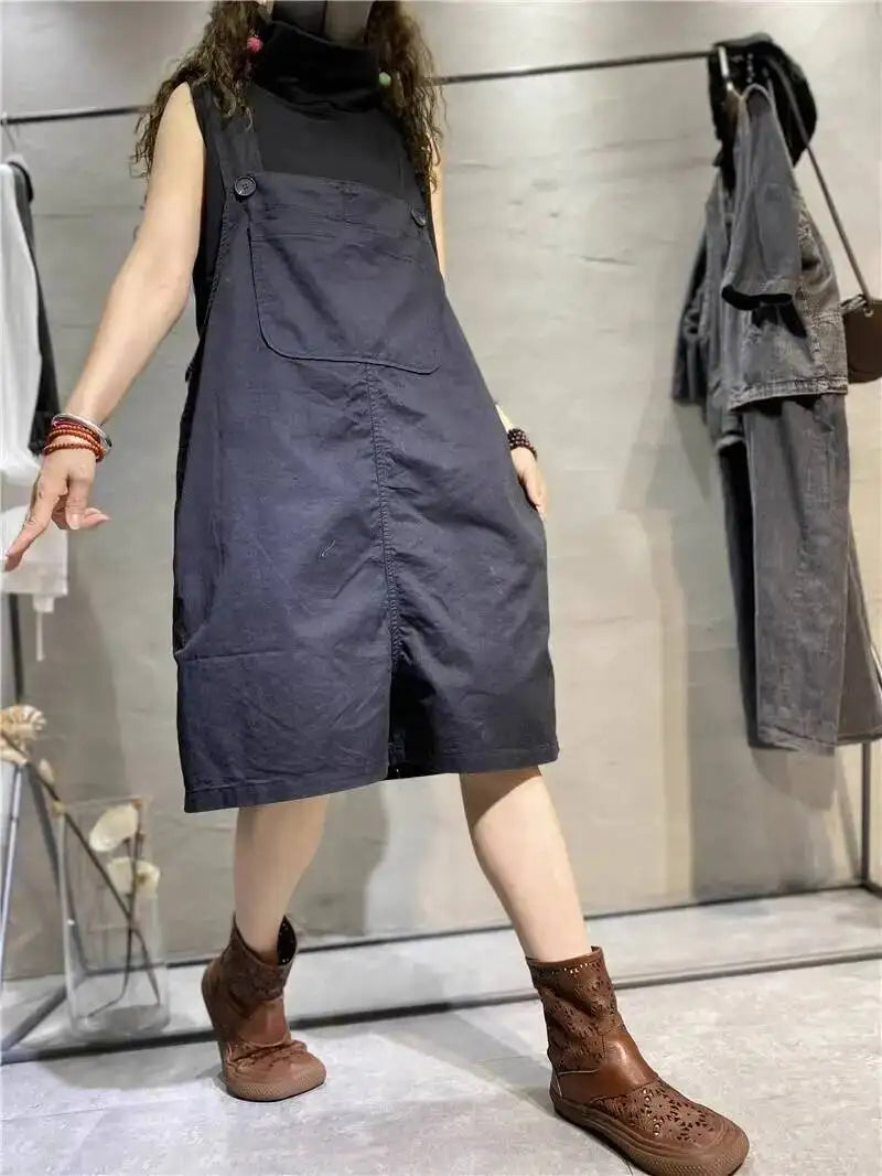 Workwear-style Overalls Shorts For Women Summer Loose Casual Age-reducing Slimming Jumpsuit XY421