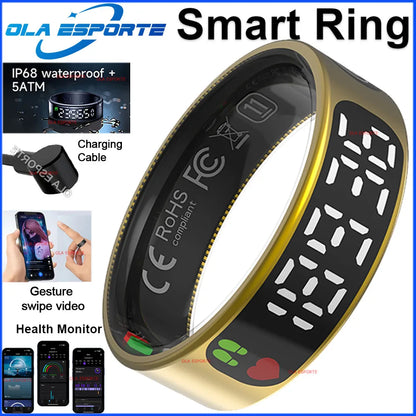 2026 Smart Ring with Touch Display Screen, Wireless Charging, Health Manager, 5 ATM Waterproof For Men Women Smart Rings R12 R08