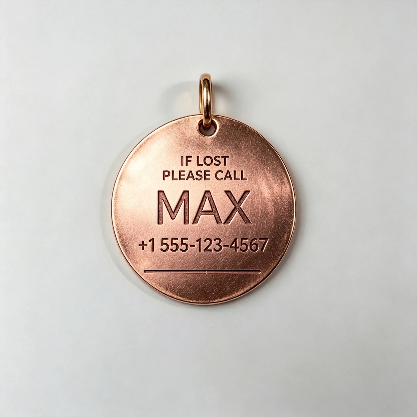 33mm Pure Red Copper Dog Tag, 3D Embossed Shiba Inu Pattern Round Pet ID Tag, Custom Engraved Dog Collar Name Tag for Medium Dog
