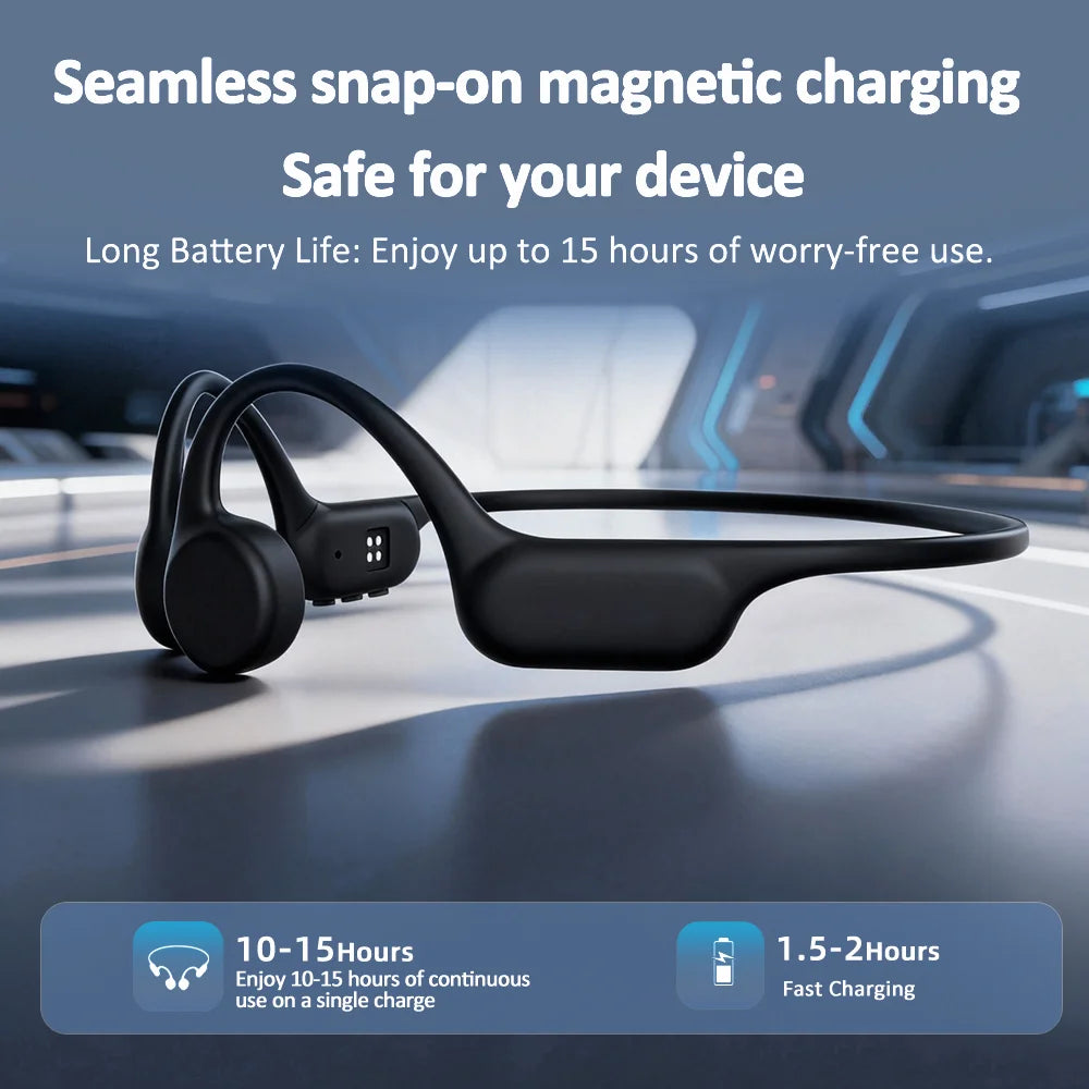 Open-Ear Bone Conduction Hearing Bluetooth Headphones for Deaf Multi-Channel Rechargeable Hearing Aids Headset Noise Reduction