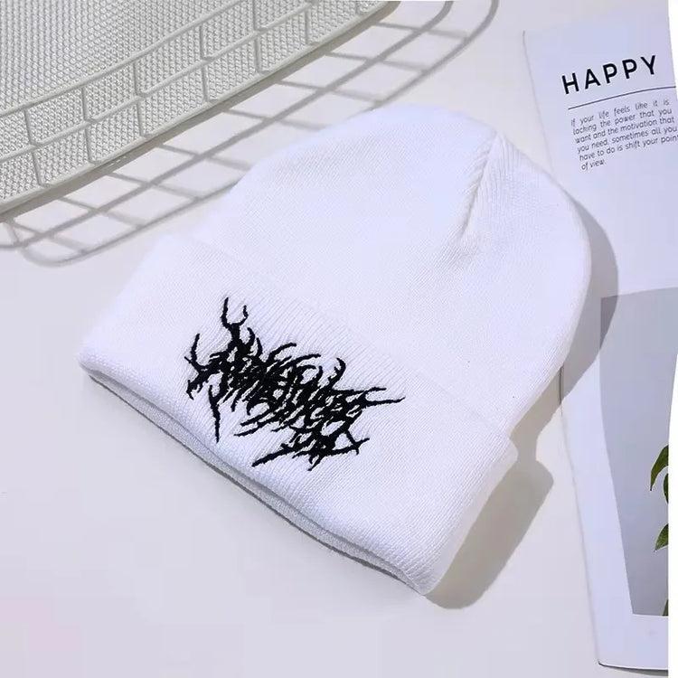 Warm Women Men Winter Beanies Hats Gothic Street Punk Knitted Bonnet Caps 100% Cotton Fashion Keep Warm Skullies Beanies Hats