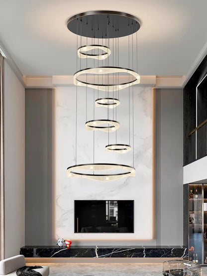 Modern ring stairs led lights pendant light lamps for living room led Chandeliers for dining room hanging light indoor lighting