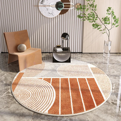 Light Luxury Lounge Round Rug Minimalist Cream Rugs for Bedroom Fluffy Soft Living Room Decoration Carpet Home Thicken Plush Mat