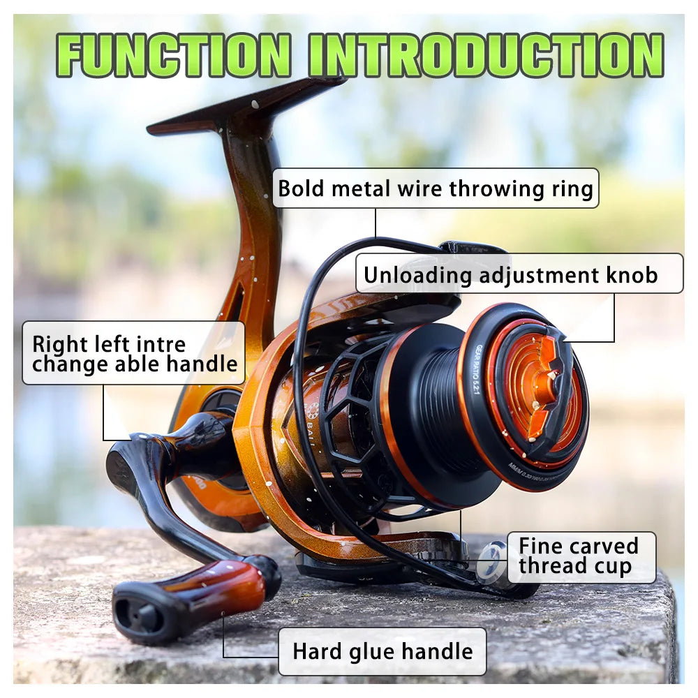 JOSBY Spinning Fishing Reel 1000 2000 3000 Series Metal line Cup Pesca 5.2:1 Gear Ratio Wheel Carp Freshwater Seawater Tackle