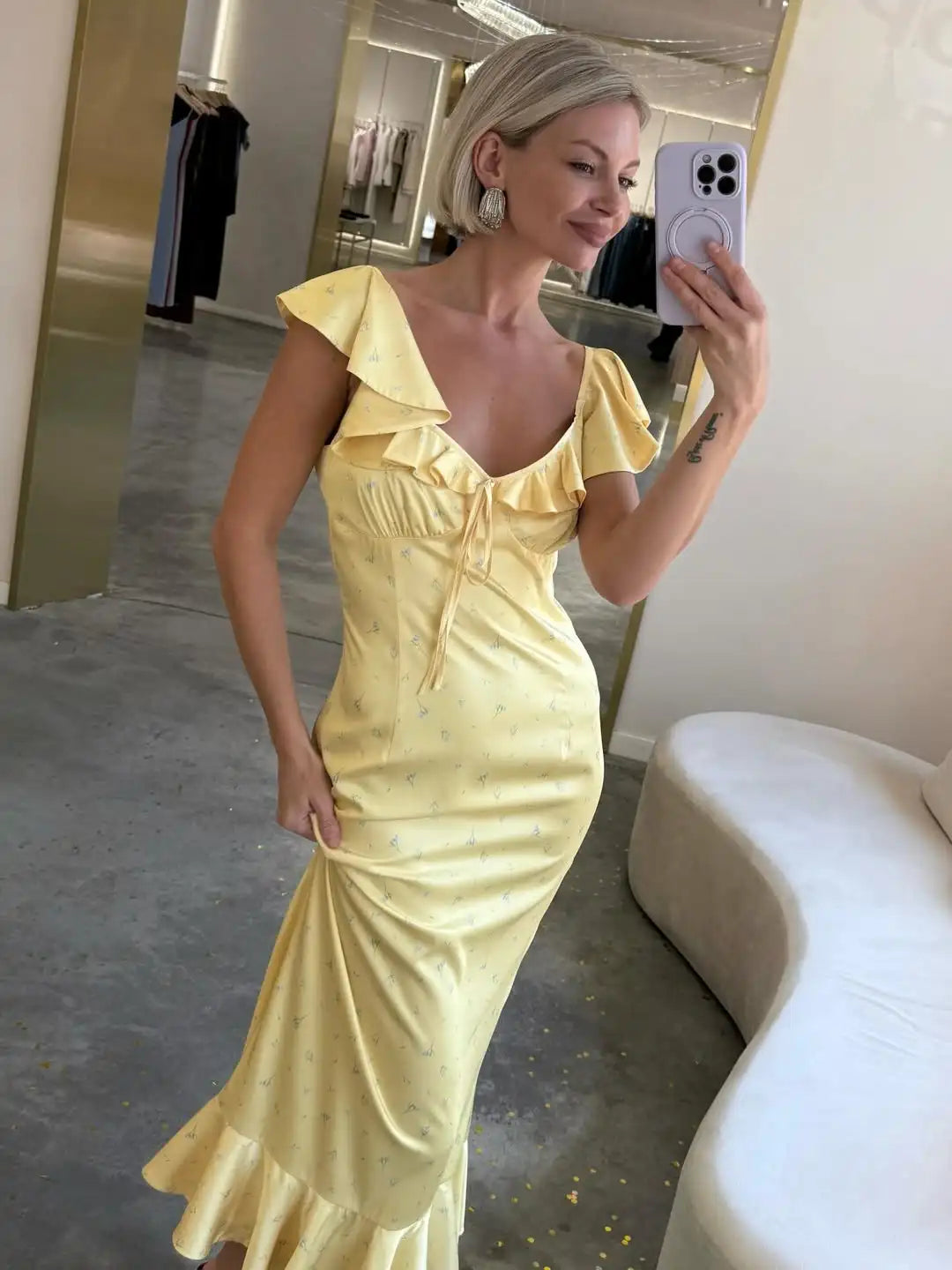 Elegant Women's Backless Yellow Lace Dresses Cross-back Design Long Slim Fit A-line Summer Dress Y2k Vacation Travel Vestido2026