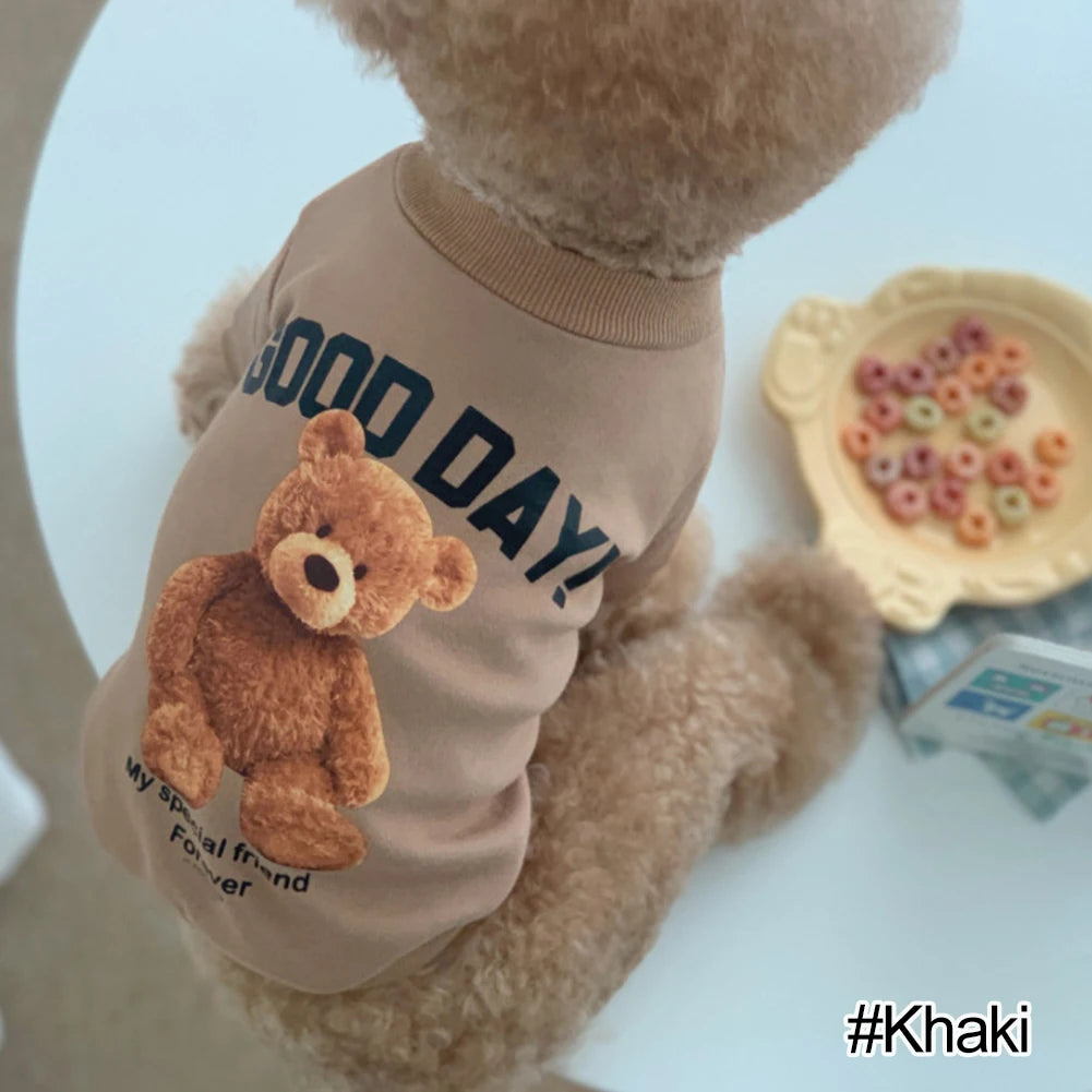 Autumn Winter Puppy Hoodie Clothing Cartoon Bear T Shirt Vest Cat Sweater with Pocket Big Dog Sport Shirt Pet Vest Pet Clothes
