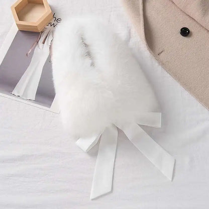 Winter Warm Fox Fur Collar Female Real Fur Collar Fashion Fluffy Clothing Accessories Collar Women Luxury Fur Scarf With Ribbons
