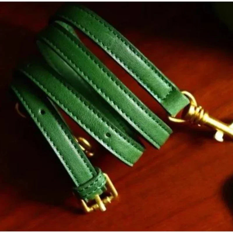 Luxury Leather Green Bucket Bag Retro Metal Handle Large Capacity Tote Bag Fashionable Casual Solid Color Shoulder Bag