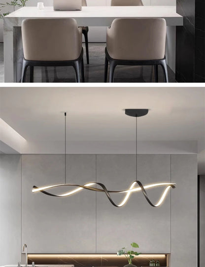 NEO Gleam Matte Black Modern Led Pendant Lights For Dining Room Kitchen Island Bar Room Indoor Hanging Pendant Lamp Fixtures