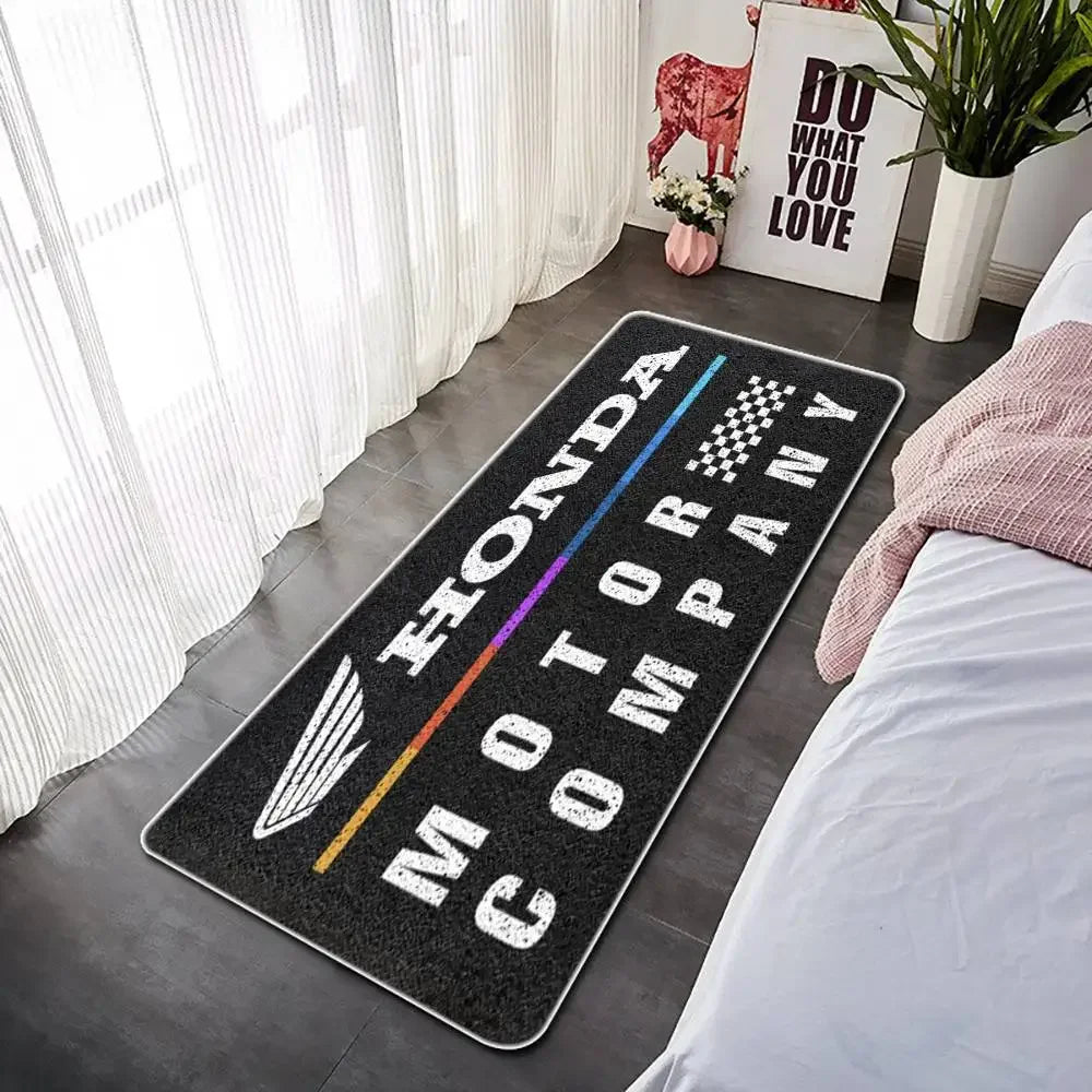 Racing Motorcycle Floor Mat, Non-Slip Dart Mat for Garage, Honda Style Motorcycle Show Carpet, Washable Anti-Slip Rug for Motocr
