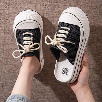 Mesh Casual Women's Sandals Summer Platform Luxury Designer Woman Shoes Flats Indoor Outdoor Fashion Slippers Elegant Mules New