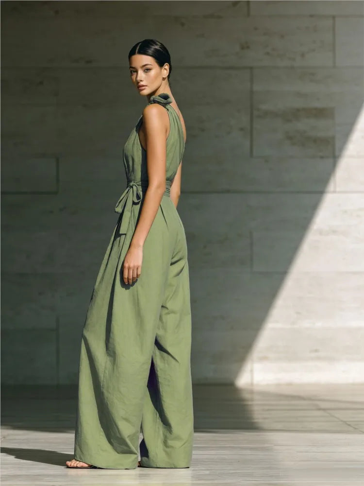 Fashion Sleeveless Jumpsuits For Woman 2026 Summer Casual One Shoulder One Piece Clothes Rompers High Quality Elegant