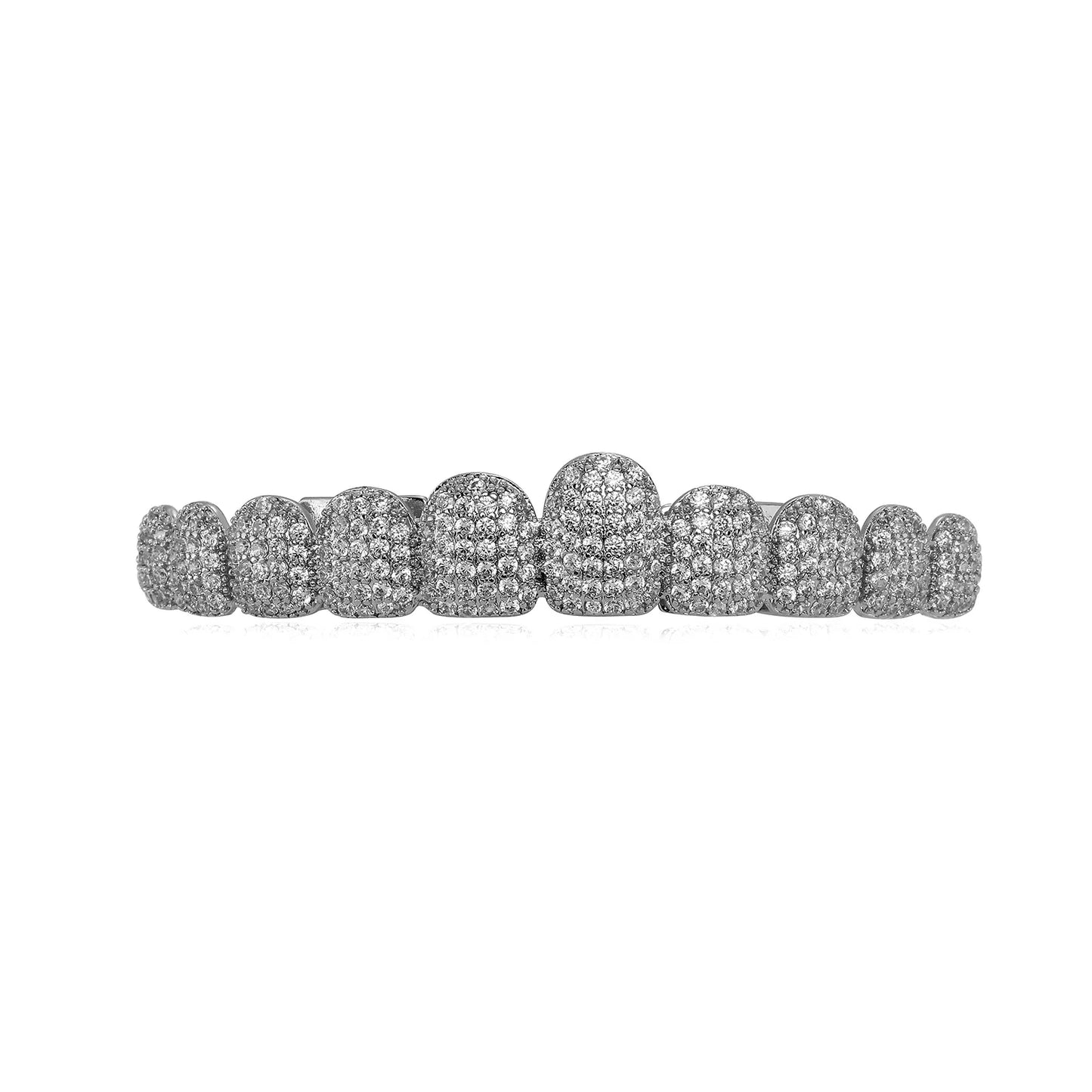 TOPGRILLZ Iced Out 10 Top &10 Bottom 5A CZ Stones Teeth Grillz Punk Rapper 14K Gold Plated Zircon Tooth Caps For Mouth Jewelry
