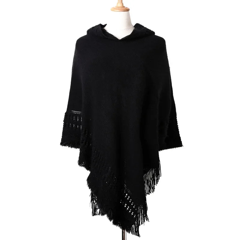 1 Piece of Women's Tassel Cape Tassel Cape Diagonal Striped Coat Bohemian Shawl Scarf
