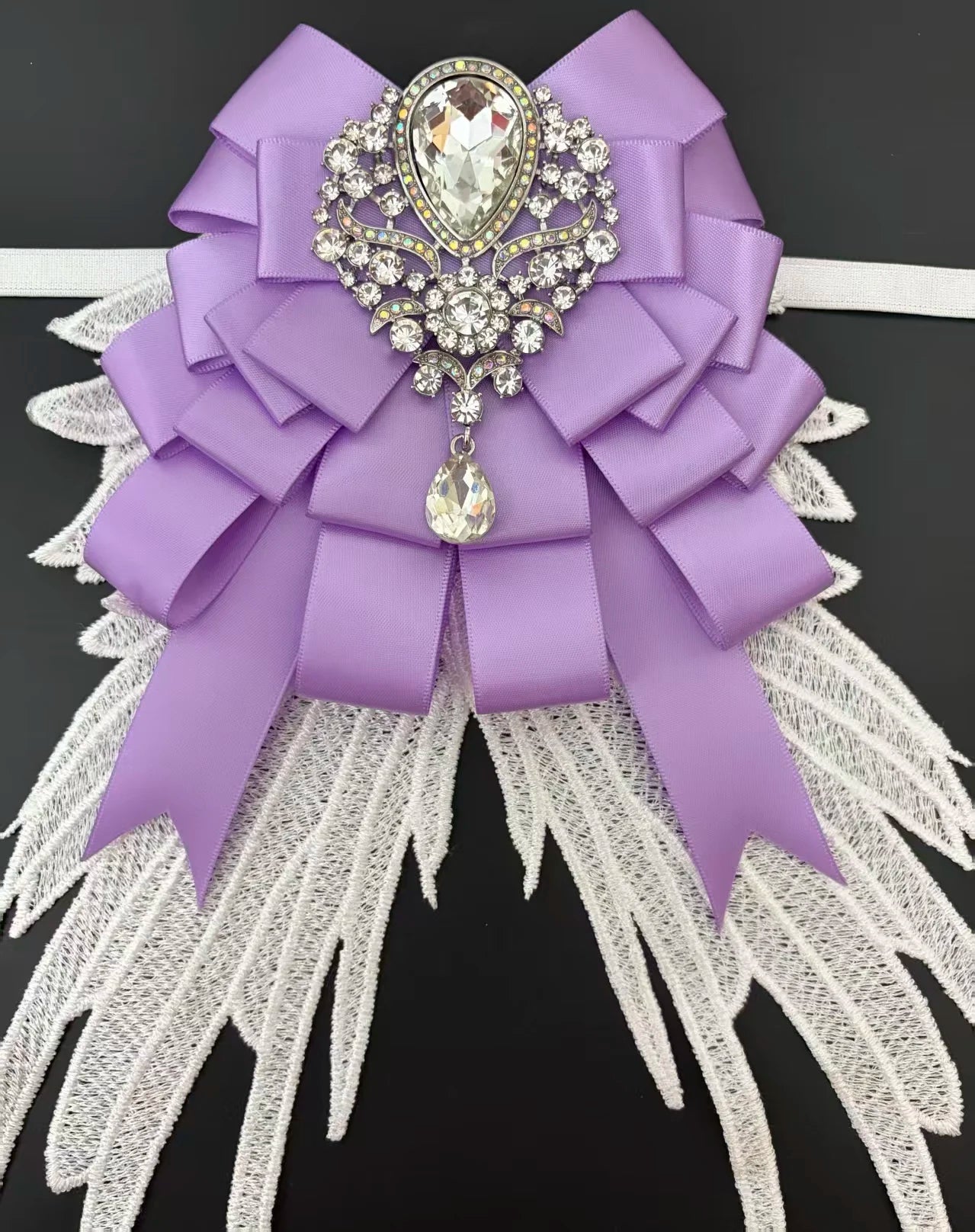 Luxury Rhinestone Mesh Wing Bow Brooch  Elegant Banquets Dress and Wedding Shirts Lapel Flower Bow Tie  Unisex Gift Accessory
