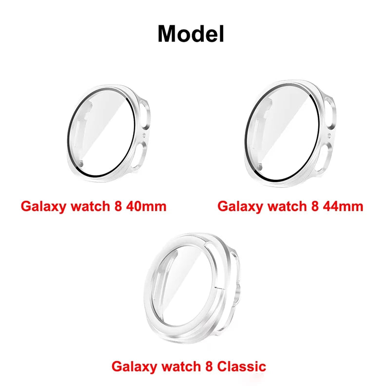 Tempered Glass+Case for Samsung Galaxy Watch 8 44mm 40mm Full PC bumper Cover Screen Protector Galaxy Watch 8Classic Accessories
