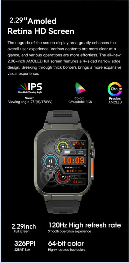 Microwear Ultra Ai3 Smartwatch 5G 180° Rotating Camera Google Play GPS WIFI 2.29inch Amoled HD Display 4G Calling Smartwatch Men