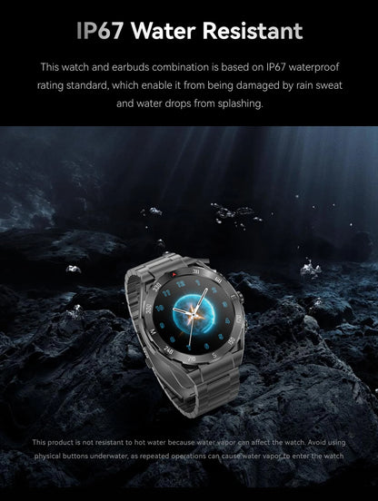 2026 New TWS 2-in-1 Smart Watch Earphones 1.43 "AMOLED Screen with Heart Rate Sleep Monitoring Music Player NFC IP67 Smartwatch