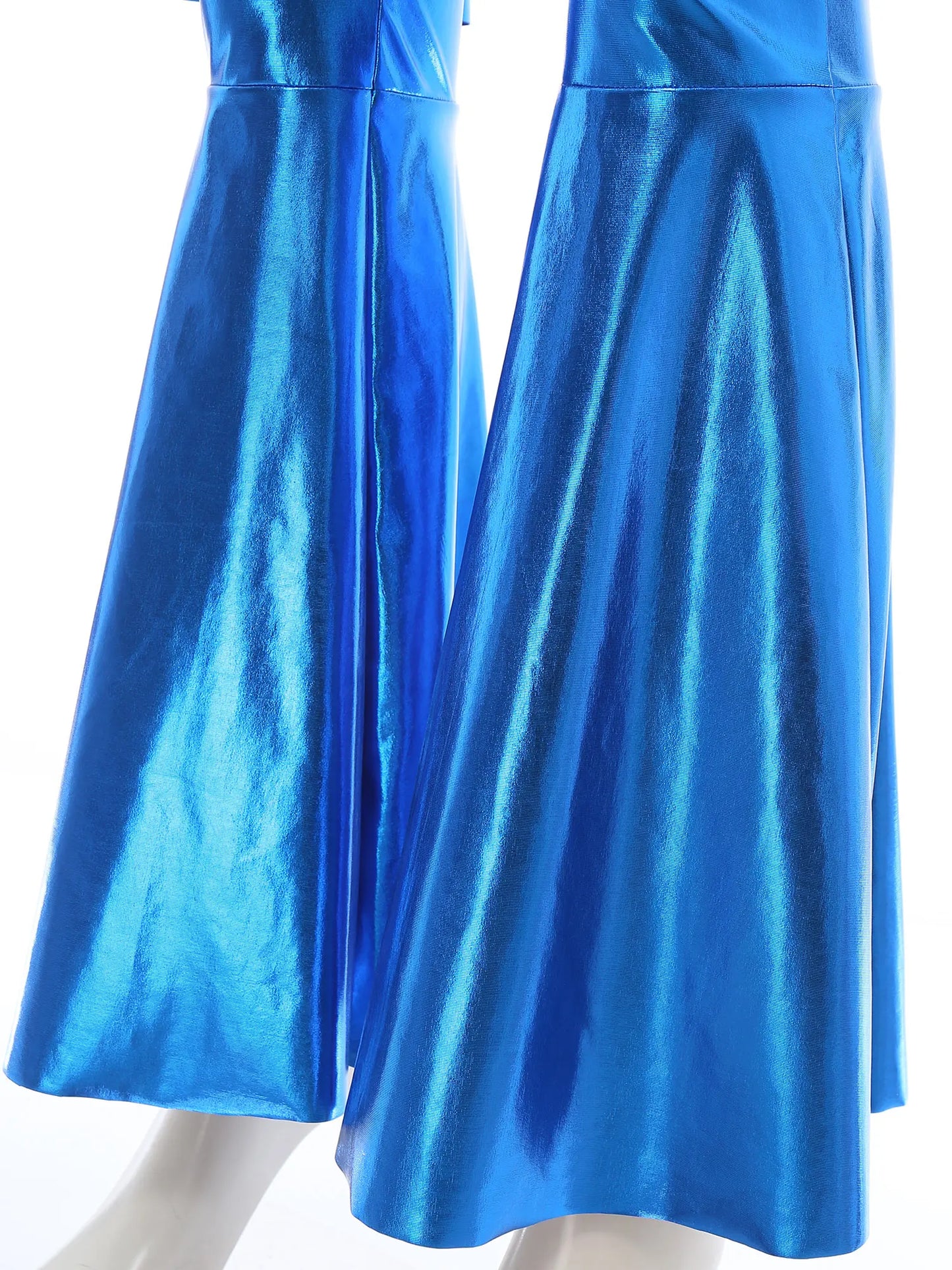 Womens 70S Disco Vintage Jumpsuit Metallic Shiny Flare Sleeve Bodysuit Hippie Bell Bottom Jazz Dance Carnival Rave Party Costume
