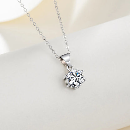 NeeTim 1ct 2ct 4ct Moissanite Necklace For Women 925 Sterling Silver Lab Diamond with Gold Plated Pendant Wedding Party Jewelry
