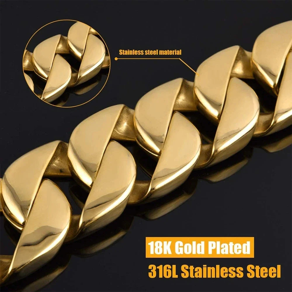 Traction Solid Super Strong Gold Collar Stainles Steel Dog Leash Pet Lead Chain 32mm 19mm Bulldog Pitbull Large Dog Collar Leash