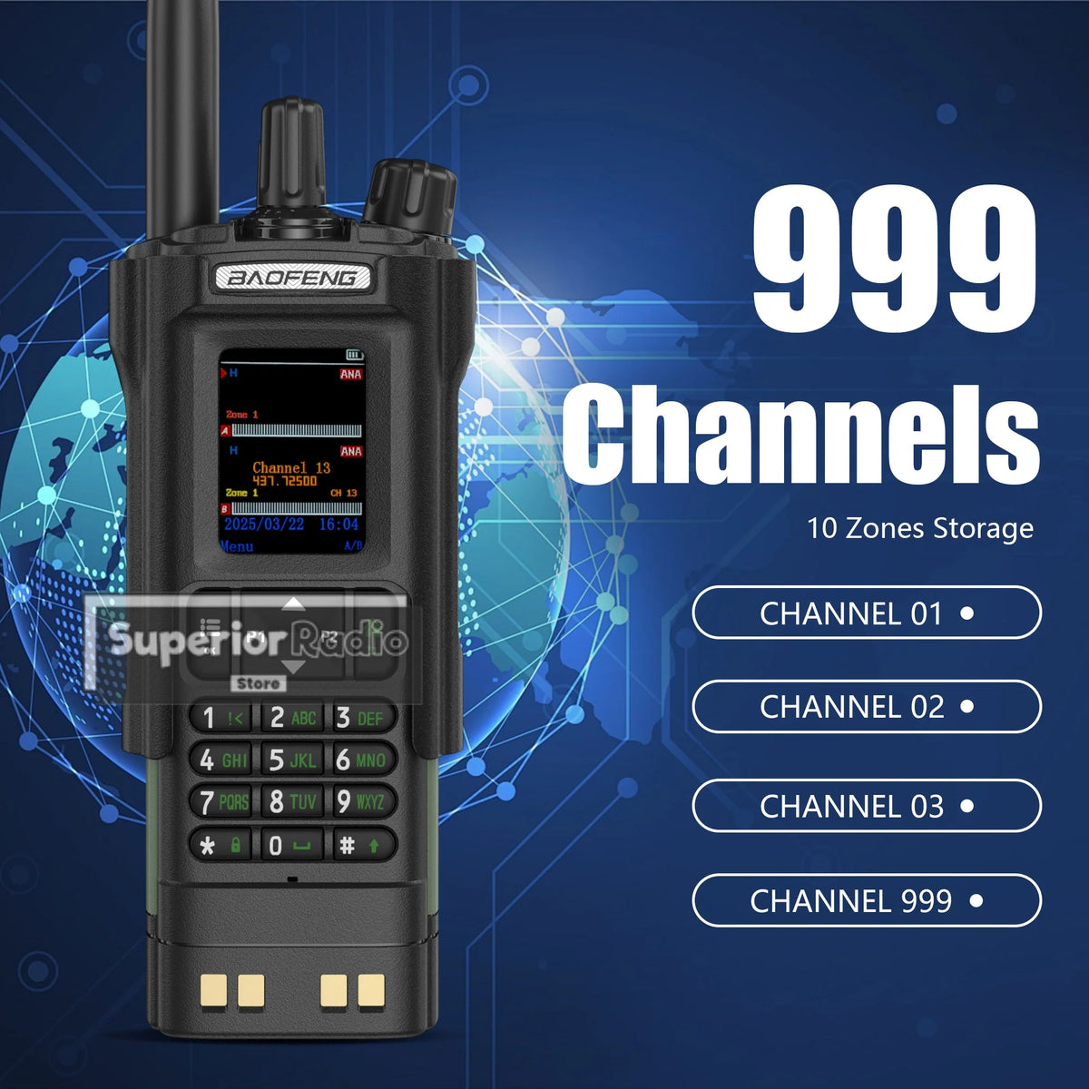 BAOFENG DM-32 Walkie Talkie with Belt Clip Hoster DMR Digital Radio GPS APRS Dual Mode Analog 999 Channel Type-C Dual Time Slots